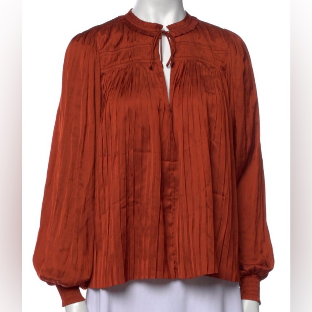 Ulla Johnson Terracotta Pleated Blouse